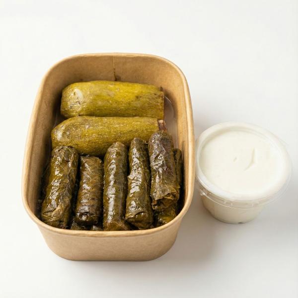 Koussa and warak enab, stuffed zucchini and vine leaves